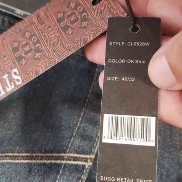 BRAND NEW Rock N Run classic CL9526W dk dark blue slim straight denim jeans pant - Picture 2 of 9
